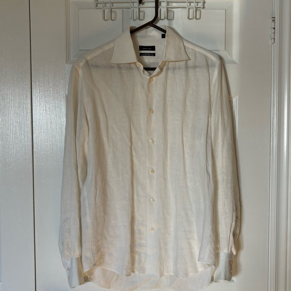 Men’s white collared shirt 100% linen - Picture 2 of 8